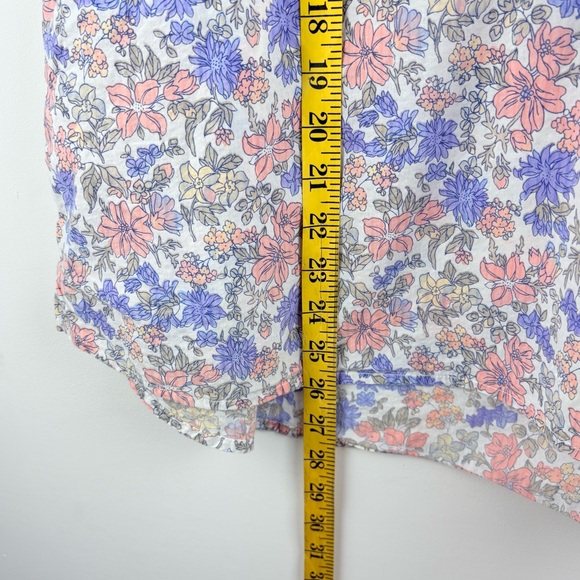 L.L. Bean Womens Multicolor Floral Short Sleeve Button Shirt Blouse Outdoor Sz L - Picture 5 of 8